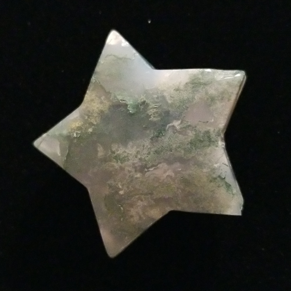Moss Agate Star Palm Stone with Natural Inclusions